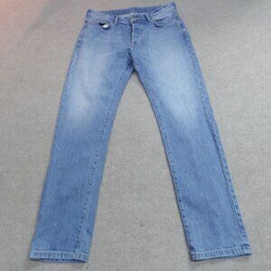 Buck Mason Jeans 34 x 32 Blue Straight Button Fly